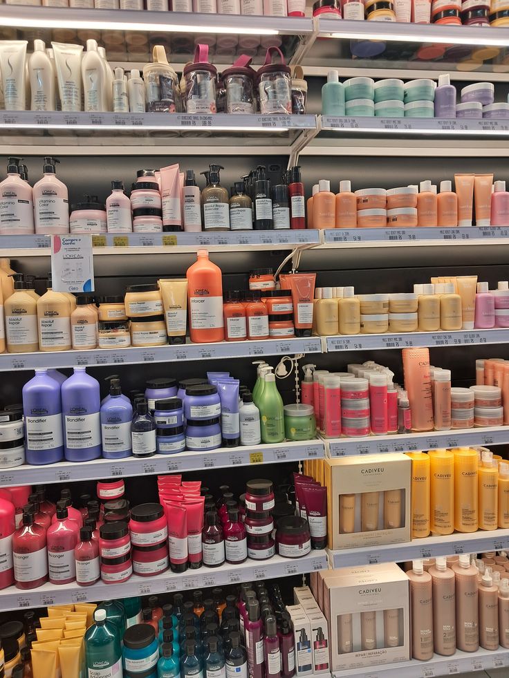 Haircare products on a retail shelf